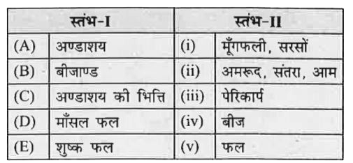 स्तंभ-I का स्तंभ-II के साथ मिलान करें तथा नीचे दिये गये संकेतों से सही विकल्प का चयन करें।