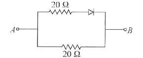 यदि V(A) lt V(B) तो बिंदुओं A एवं B के मध्य चित्र में दर्शाए गए परिपथ का समतुल्य प्रतिरोध होगा-