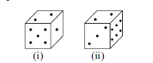 Two positions of a dice are given below. When 1 is at the top, which number will be at the bottom ?
