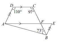 In the given figure (not drawn to scale), ABCD is a quadrilateral. If AE II DC, BE II AD and AE intersects BC at F, the find angle EBF.