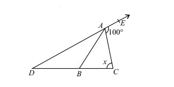 In the given figure (not drawn to scale), angleDAB and angleBAC  are in the ratio 2 : 3 respectively and AB = DB. Find the value of x.