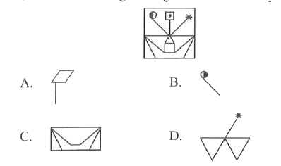 Select a figure from the options which is exactly embeded in the given figure as one of its parts.