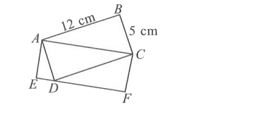 ABCD is a rectangle of dimensions 12 cm and 5 cm. AEFC is a rectangle drawn in such a way that the diagonal AC of the first rectangle is one of its sides and side opposite to it is touching the first rectangle at D as shown in figure. What is the ratio of the area of rectangle ABCD to AEFC?