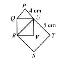 In the given diagram, PQU is an equilateral triangle, QRVU is a rhombus and RSTU is a square. Find the perimeter (in cm) of the whole diagram.