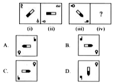 There is a certain relationship between figures (i) and (ii). Establish a similar relationship between figures (iii) and (iv) by selecting a suitable figure from the options which will replace the (?) in figure (iv).