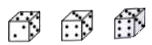 Three positions of a dice are shown below. How many dots will be there on the face opposite to the face having 6 dots?