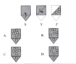 The given question consists of a set of three figures X, Y and Z showing a sequence of folding of a piece of paper. Fig. (Z) shows the manner in which the folded paper has been cut. Select a figure from the options which would most closely resemble the unfolded form of Fig. (Z).