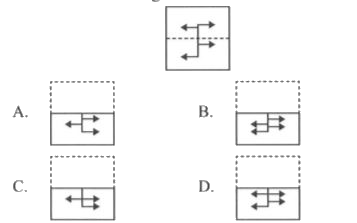 A square transparent sheet with a pattern and a dotted line on it is given. Select a figure from the options as to how the pattern would appear when the transparent sheet is folded along the dotted line.