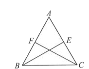 In the given figure, ABC is an isosceles triangle in which AB=AC. If E and F are the midpoints of AC and AB respectively, then which of the following is correct ?      I. BE=CF   II. DeltaBCF~=DeltaCBE   III. /EBC=/FCB