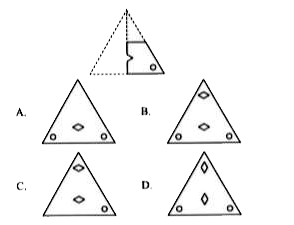 A sheet of  paper is folded in a particular manner and a punch is made as shown, Select a figure from the options that would most closely resembles the unfolded from of the given sheet