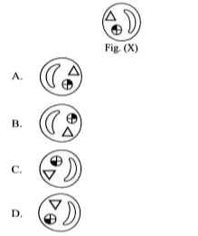 Which of the following is the correct mirror image of Fig. (X), if the mirror is placed vertically to the left?