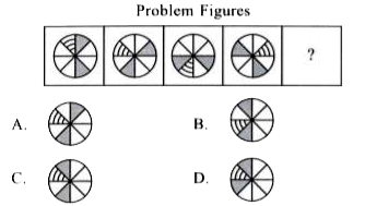 Select a figure from the options which will continue the same series as established by the Problem Figures.