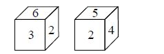 Two positions of a dice are shown below.       Which of the following numbers is on the face opposite to the face having number 5?