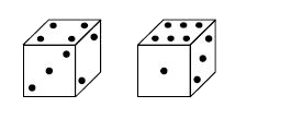 Two positions of a dice are shown below. Find the number of dots on the face opposite to the face having three dots.