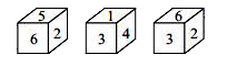Three different positions of a dice are given below.        Which of the following is the net of the given dice?