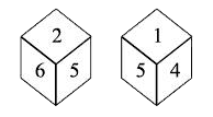 Two positions of a dice are shown here. Find the number opposite to 3.