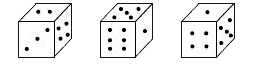 Three different positions of a dice are shown here. Find the number of the dots on the face opposite to the face having two dots.