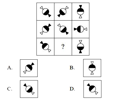 Which of the following figures will complete the given figure matrix?