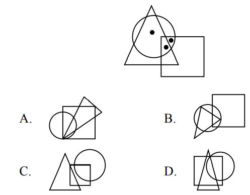 Select a figure from the options which satisfies the same conditions of placement of dots as in the given figure.
