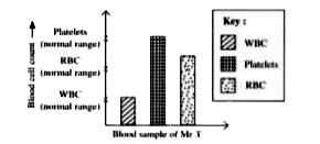 The given graph shows the blood examination report of Mr X.      What can be inferred about the condition of Mr X?