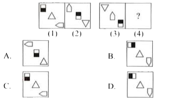 There is a certain relationship between figures (1) and (2). Establish a similar relationship between figures (3) and (4) by selecting a suitable figure from the options which will replace the (?) in figure (4).