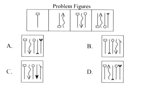 Select a figure from the options which will continue the same series as established by the Problem Figures.