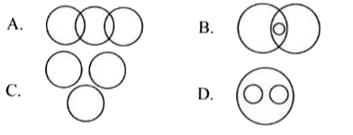 Which of the following Venn diagrams best represents the relationship amongst,