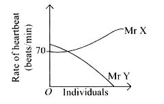 The given graph shows rates of heartbeat in Mr X and Mr Y.            Select the incorrect option regarding this.