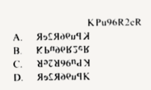 Select the correct mirror image of given combination of letters and numbers, if the mirror is placed vertically to the right