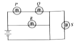 In the given circuit four identical bulbs P, Q,R and  S are connected to the battery as shown here. Choose the correct statement regarding this.