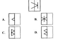 A square transparent sheet with a pattern and a dotted line on it is given. Find a figure from the options as to how the pattern would appear when the sheet is folded along the dotted line.