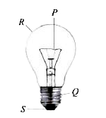 Given figure shows an electric bulb. Which parts of the bulb show positive terminal and negative terminal respectively?