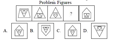 Select a figure from the options which will complete the series as established by the Problem Figures.