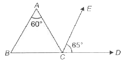 In the given figure (not drawn to scale),if CE ||BA, then the value of angleACB is