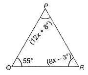 The value of x, in the given triangle is