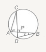 In the given figure, if chords AB and CD of the circle intersect each other at right angles, then x + y =