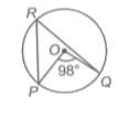 O is the centre of the circle. If anglePOQ=98^(@) then anglePRQ is .