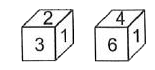 Two positions of a dice are shown below. If 5 is on the top, then which number will be at the bottom ?
