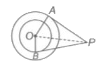 In the given figure, O is the centre of two concentric circles of radii 5 cm and 3 cm. From an external point P, tangents PA and PB are drawn to these circles. If PA = 12 cm, then PB =