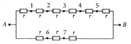 In the circuit shown in the figure all the resistances are identical and each has the value r Omega. The equivalent resistance of the combination between the points A and B will remain unchanged even when the following pairs of points marked in the figure are connected through a resistance R.