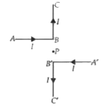 Current through ABC A'B'C' is I. What is the magnetic field at P? BP= PB' = r (Here C'B' PBC are collinear)