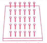 The diagram here shows a nail board.       Using the board, rubber bands were stretched over the nails to form different shapes as shown here. Which of the figure shown in options requires the most force to create ?