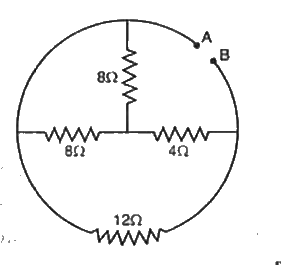चित्र में प्रदर्शित  नेटवर्क  का बिन्दुओं  A व B  के मध्य तुल्य  प्रतिरोध  ज्ञात  कीजिए।