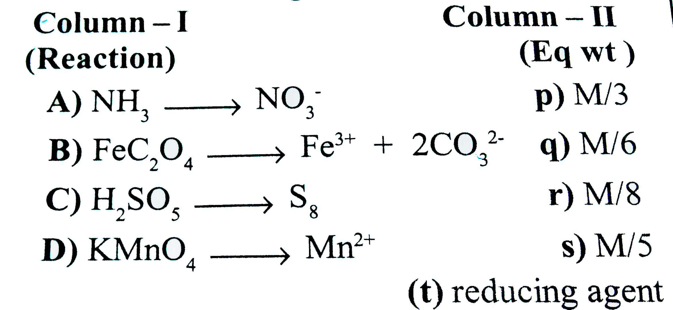 Match the following columns