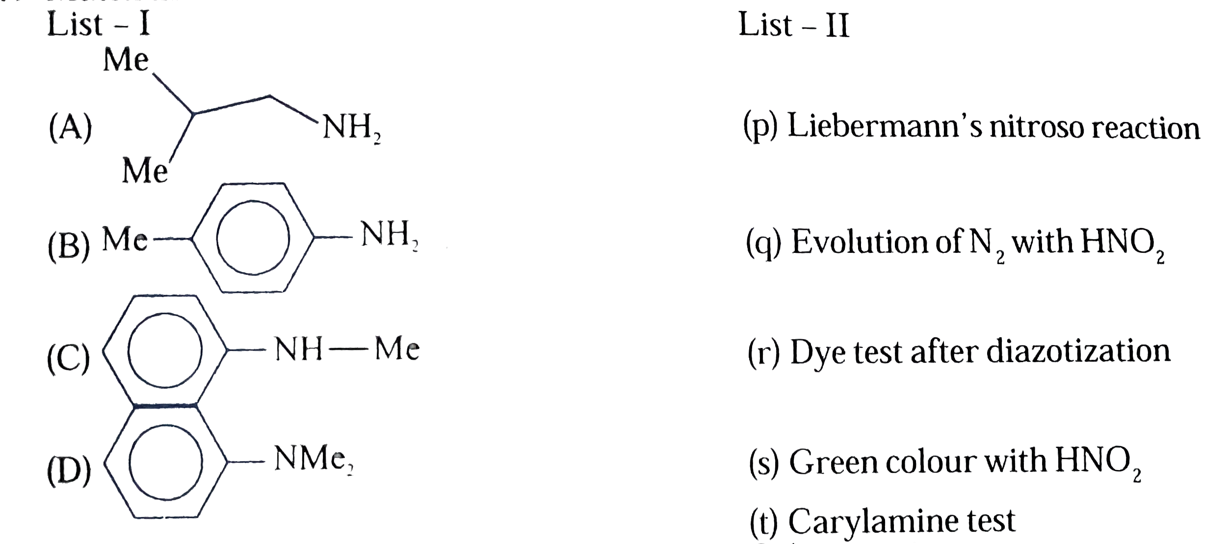 Match the following