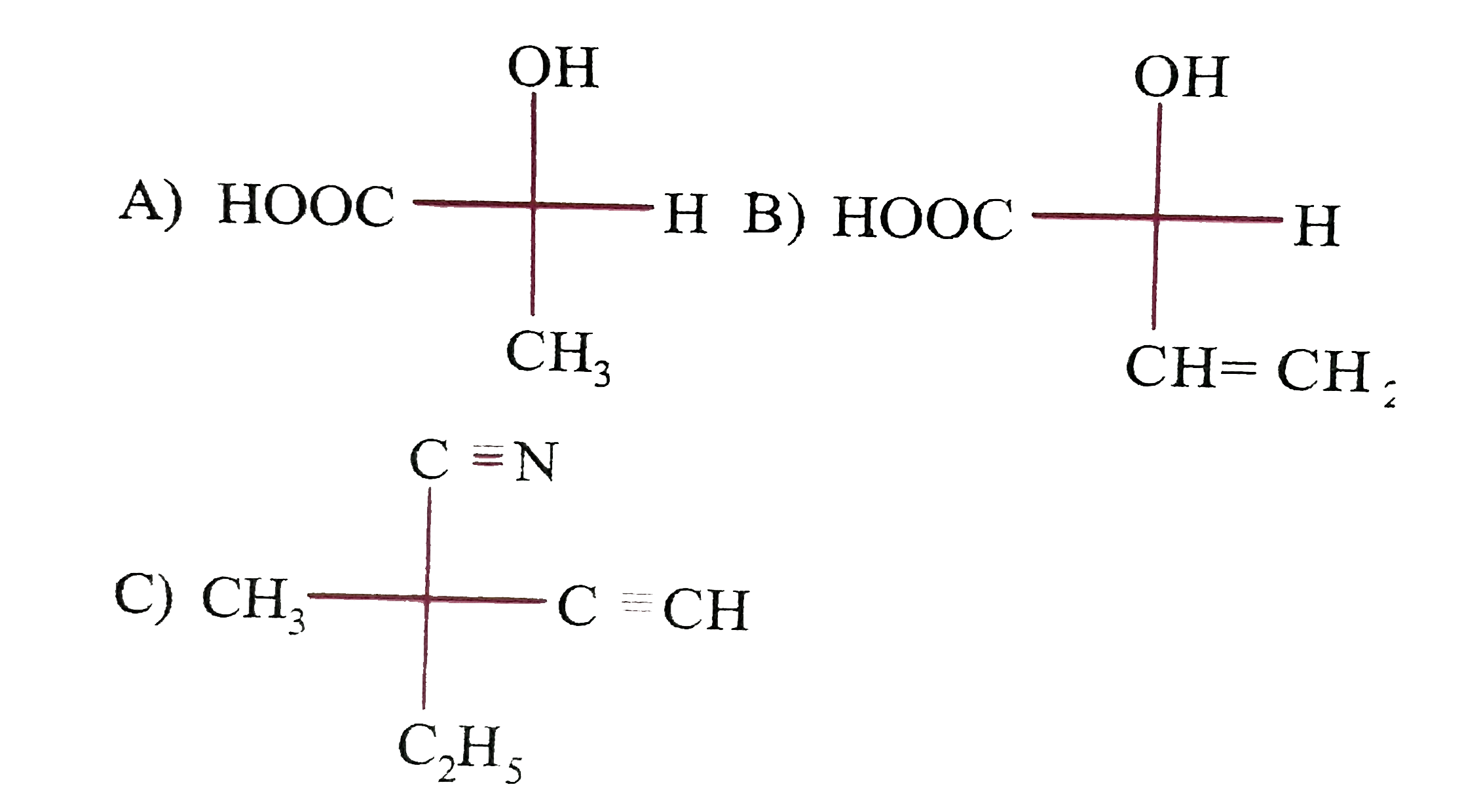 The compounds A, B, C have R or S configurations respectively