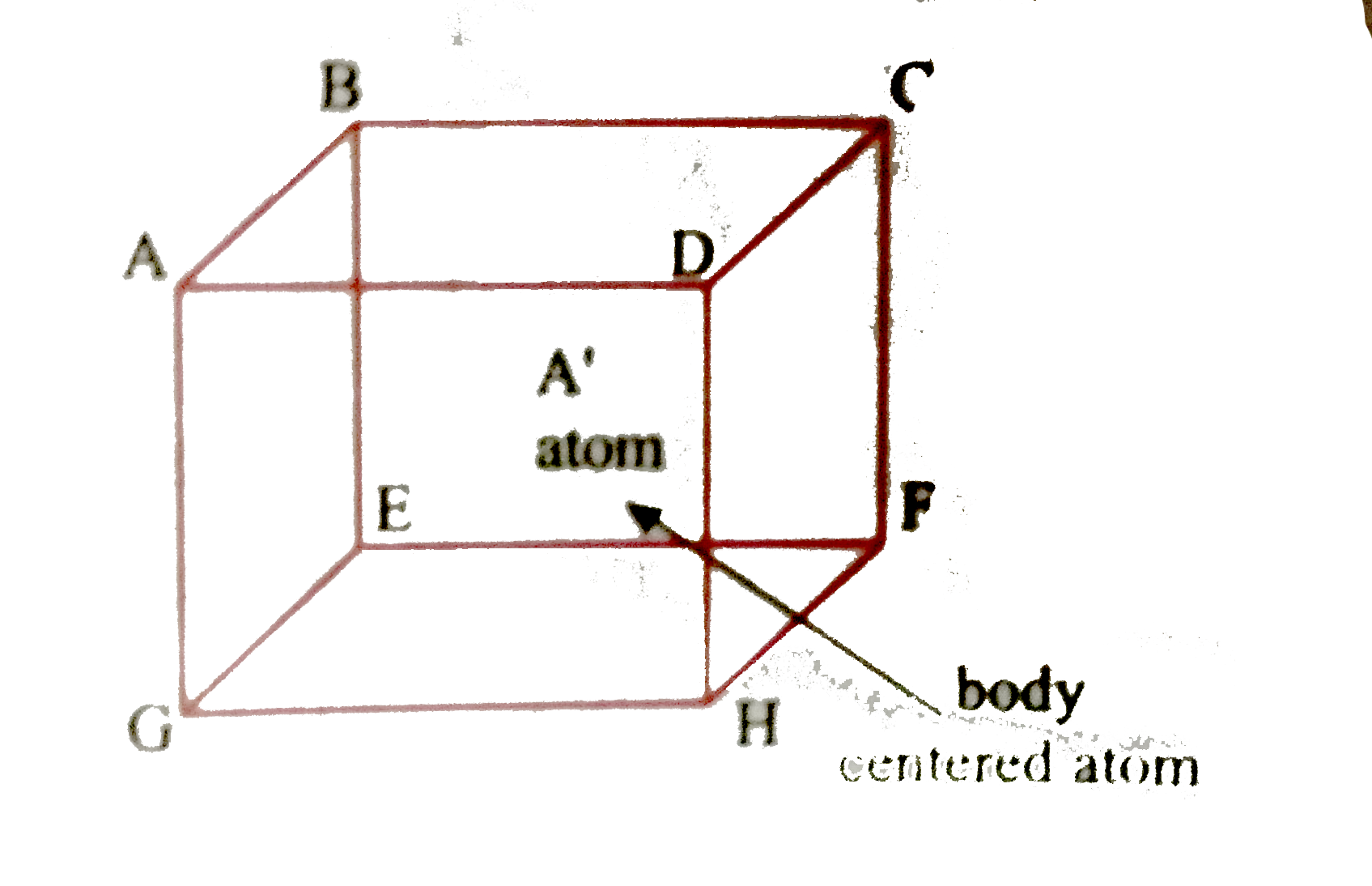 In body-centered cubic lattice given below, the three distances AB, AC and AA' are