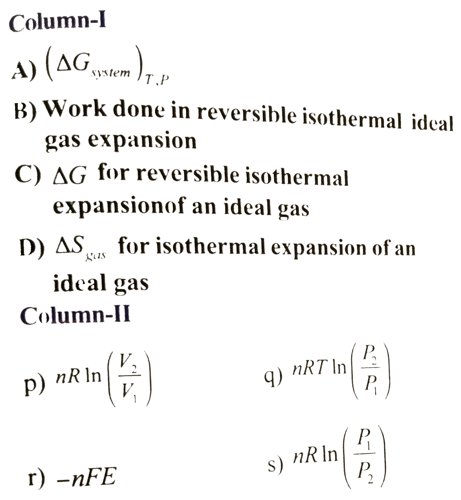 Match the following columns