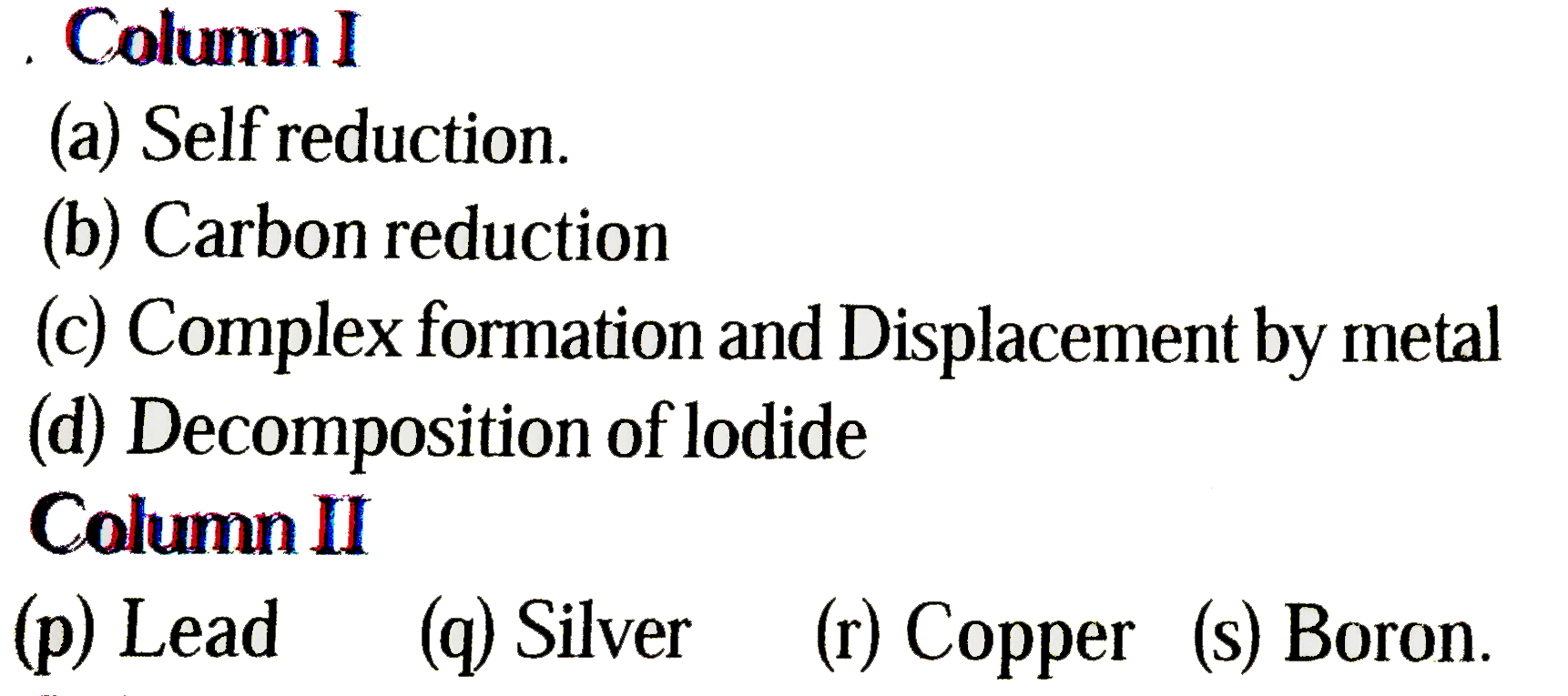 Match the following columns