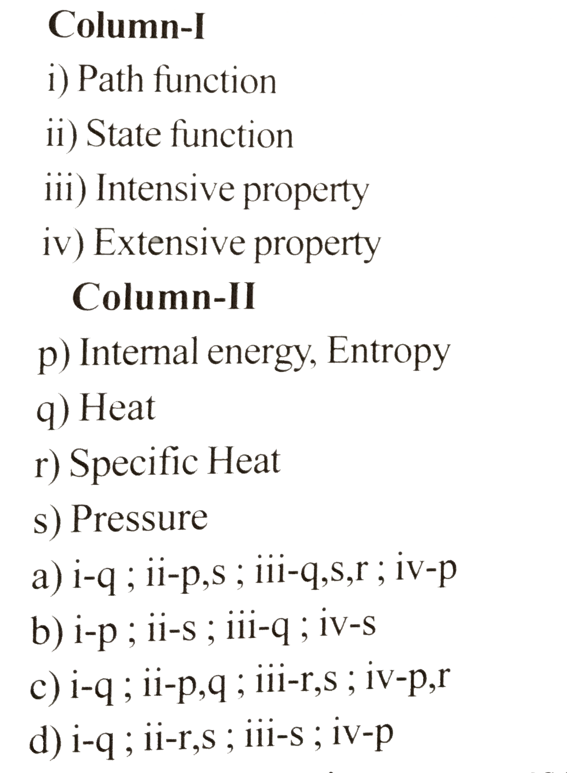 Match the following columns